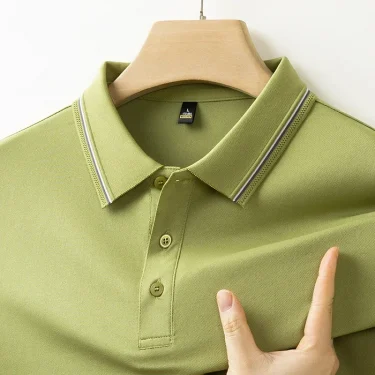 2025 New Men's Business Casual Short Sleeved Shirt Solid Color Polo Shirt Fashionable Breathable Comfortable Versatile Top 6