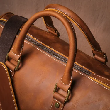 GURO Retro Higher Quality Cowhide Travel Bags Men's Genuine Leather Handbag Women Luxury Weekend Fitness Bag Short Trip Luggage 6