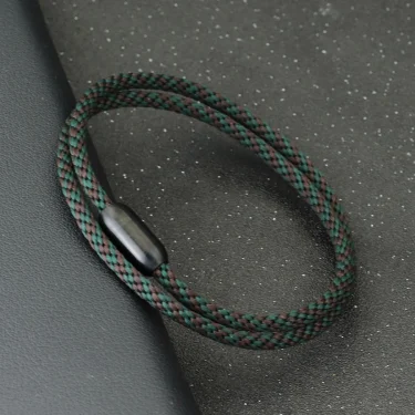 2025 Simple Style Rope Bracelet Men Stainless Steel Magnet Buckle Bilayer Macrame Braslet Outdoor Sports Riding Nautical Braclet 1