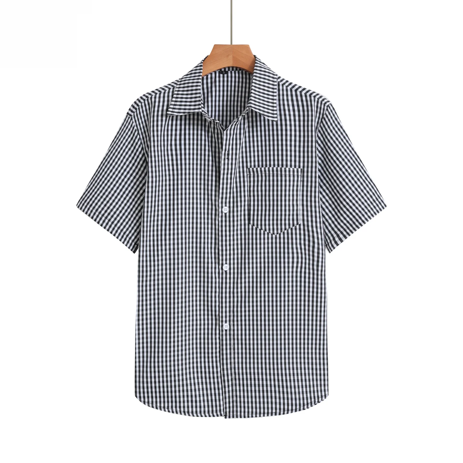 Blue Plaid Shirt Men Shirts New Summer Fashion Chemise Homme Mens Checkered Shirts Button Up Short Sleeve Shirt Men Blouse 3