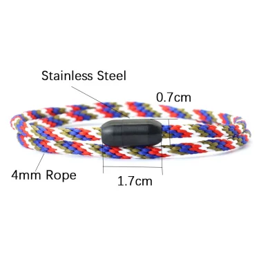 2025 Simple Style Rope Bracelet Men Stainless Steel Magnet Buckle Bilayer Macrame Braslet Outdoor Sports Riding Nautical Braclet 5