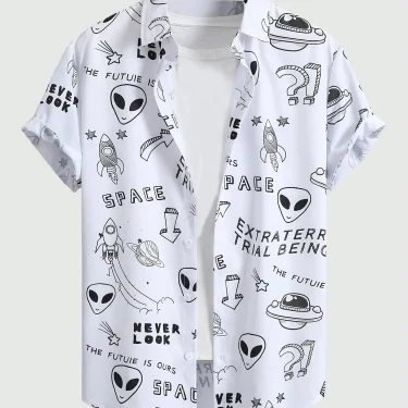 Summer Men Women Seaside button-down Versatile Shirts With Personalized And Interesting Print Design short-sleeved Fashion Tops 1