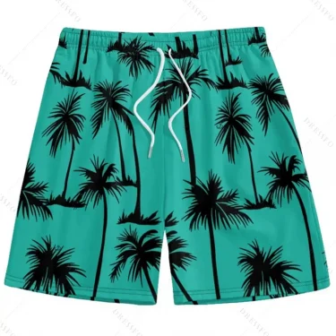 Men's Hawaiian 3D Palm Tree Pattern Beach Shorts Quick Dry Outdoor Leisure Sports Shorts Fashion Men's Shorts 3