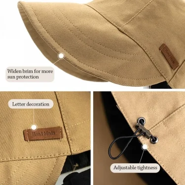 Foldable Wide Brim Sun Hat Drawstring Adjustable Caps for Men Women Beach Hats Summer Quick-drying Visors Fisherman Cap 4