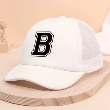 1Pc children's 26 letter printed baseball cap, fashionable sunshade duckbill cap for spring summer, breathable mesh trucker cap 2