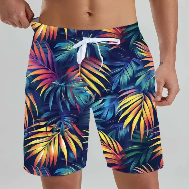 Hawaiian men's Beach Shorts Tropical Plant Beach Patterns 3D Printed men's Shorts Summer Swin Trunks Vacation men's Clothing 4
