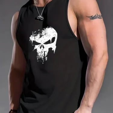 Funny 3D Skull Print Men's Tank Tops Hip Hop Trend Harajuku Sleeveless Shirt Summer Gym T-shirt Man Fashion Fitness Run Vest Tee 1