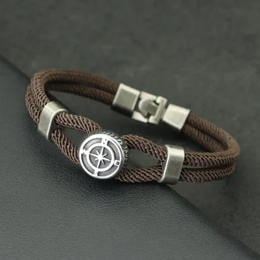 New Compass Bracelet Man Viking Nautical Rope Braslet Bangle Handmade Weaven Surfer Accessories Hombre Marine String Braclet 6