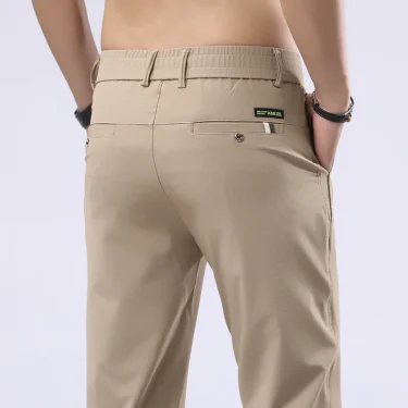 4-color Ultra-thin Mens Pants Spring Summer Korean Casual Pants Slim-fit Fashion Straight Business Trousers Cotton Male Clothes 1