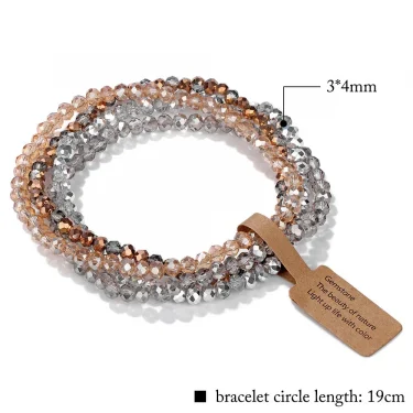 4 Pieces Set Faceted Glass Beads Stretch Bracelet for Women Men Crystal Beads Multi Color Elastic Rope Bracelet Handmade Jewelry 6