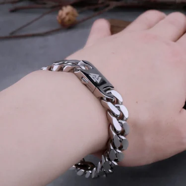 Viking Cast Cuban Chain Men's Bracelet Stainless Steel Fine Polished Chain Four Sides Cut Boyfriend Gift Wholesale 4