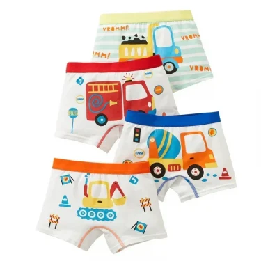 2pcs Children's Underwear Boy Panties Underpants Engineering Vehicle Cars Fire Engine Comfortable Shorts Briefs Boxers For Kids 1