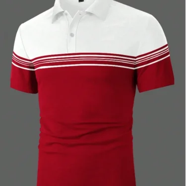Men'S Casual Short Sleeve Polo Shirt with 3D Horse Print Striped Color Block Design Sporty Style Collared Golf Shirt for Summer 2