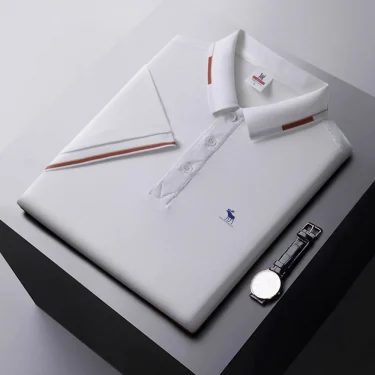 Men's breathable short sleeve top lapel T-shirt Fashion summer new 2024 print comfortable pullover business casual POLO shirt 2