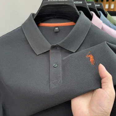Luxury brand silk cotton short sleeve polo shirt men's summer new trend pony embroidery T-shirt business golf casual men's wear 3