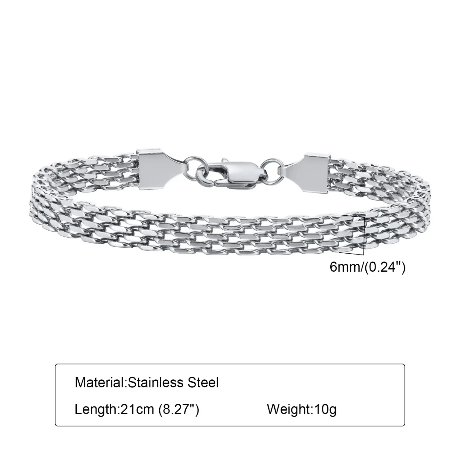Vnox Gold Color Mesh Link Chain Bracelets for Women Men,Stainless Steel Italian Chain Wristband Gift Jewelry, 16.5/18/17/19/21CM 6
