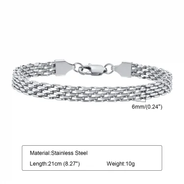 Vnox Gold Color Mesh Link Chain Bracelets for Women Men,Stainless Steel Italian Chain Wristband Gift Jewelry, 16.5/18/17/19/21CM 6