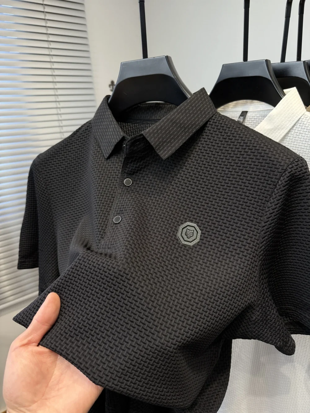 Men's summer new brand POLO shirt luxurious high-end customized relief design short sleeve fashionable elastic breathable Tshirt 3