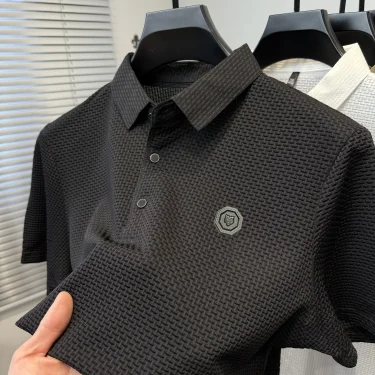 Men's summer new brand POLO shirt luxurious high-end customized relief design short sleeve fashionable elastic breathable Tshirt 3