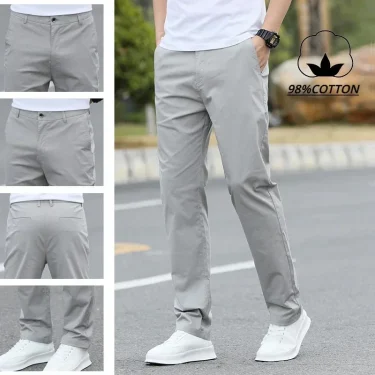 Men's Slim-Fit Cotton Chino Pants | Tailored Casual Trousers with Stretch Comfort (Waist 28-40) - Modern Office to Weekend Wear 1