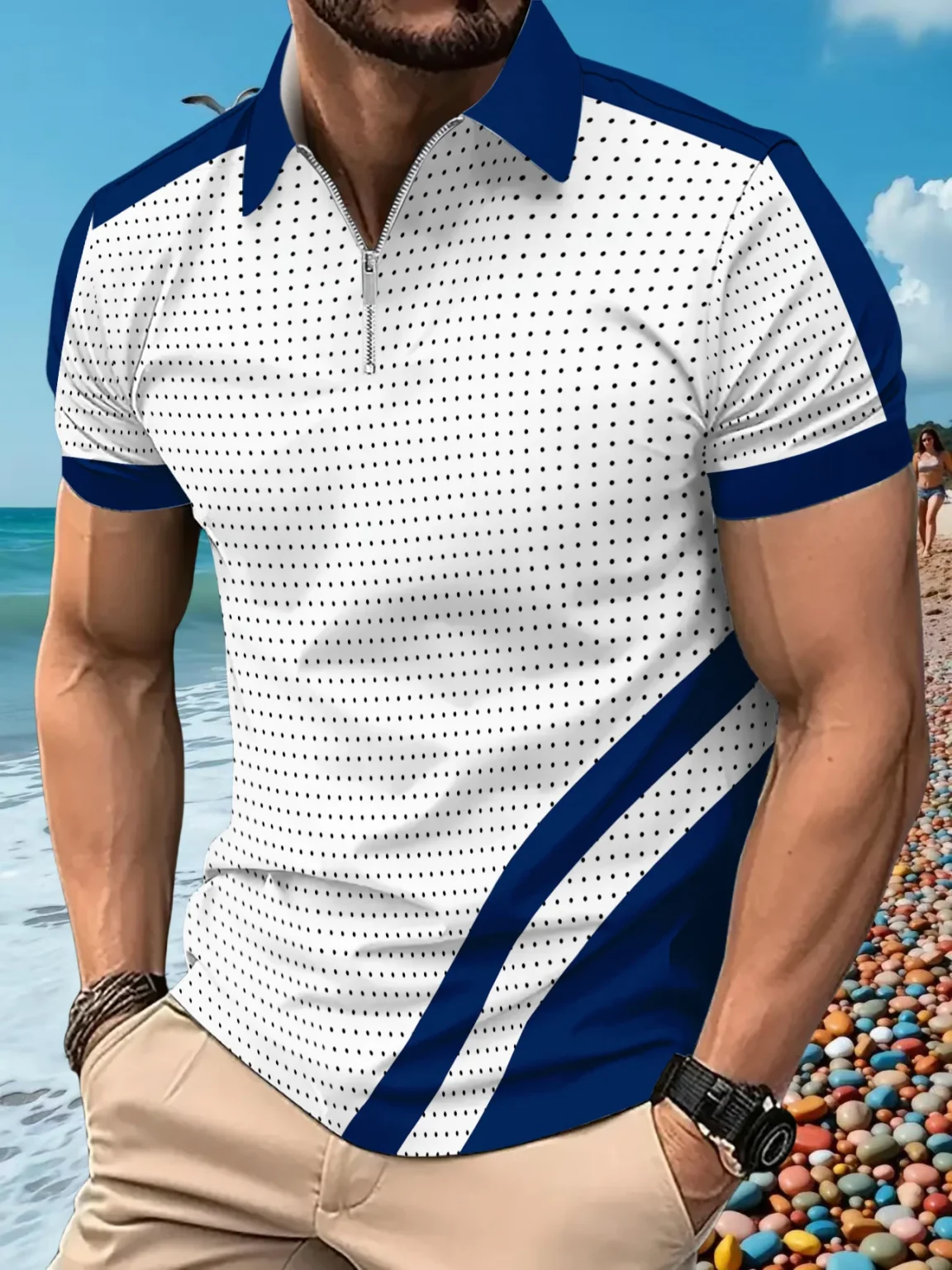2025 summer POLO shirt button-up color lapel short sleeve men's comfortable fashion fitness sports breathable polo shirt 1