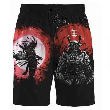Trend Japanese Samurai Pattern Beach Shorts Summer Fashion Cool Mens Kids 3D Printed Swim Trunks Loose Streetwear Harajuku Pants 2