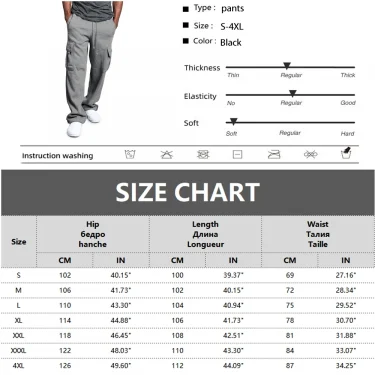 Mens Sweatpants Straight Fit Joggers for Sports and Streetwear Loose Oversized Drawstring Long Pants Men Multi-pocket Pants 2
