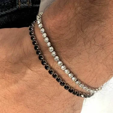Fashion Silver Color Stainless Steel Chain Charms Tennis Bracelet CZ Cubic Zirconia Luxury Jewelry For Men Women Gifts 1