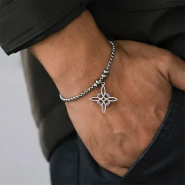 Vintage Stainless Steel bracelet for Men Women Witch Knot Witchcraft Pendant Man Bracelet Jewelry bracelets homme Birthday Gifts 1