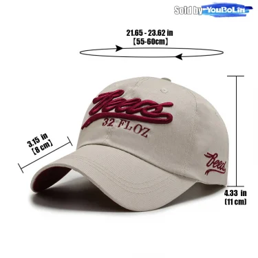 Letters 3D Embroidery Cotton Adjustable Baseball Cap Sun Hat Trucker Caps Dad Hats 2