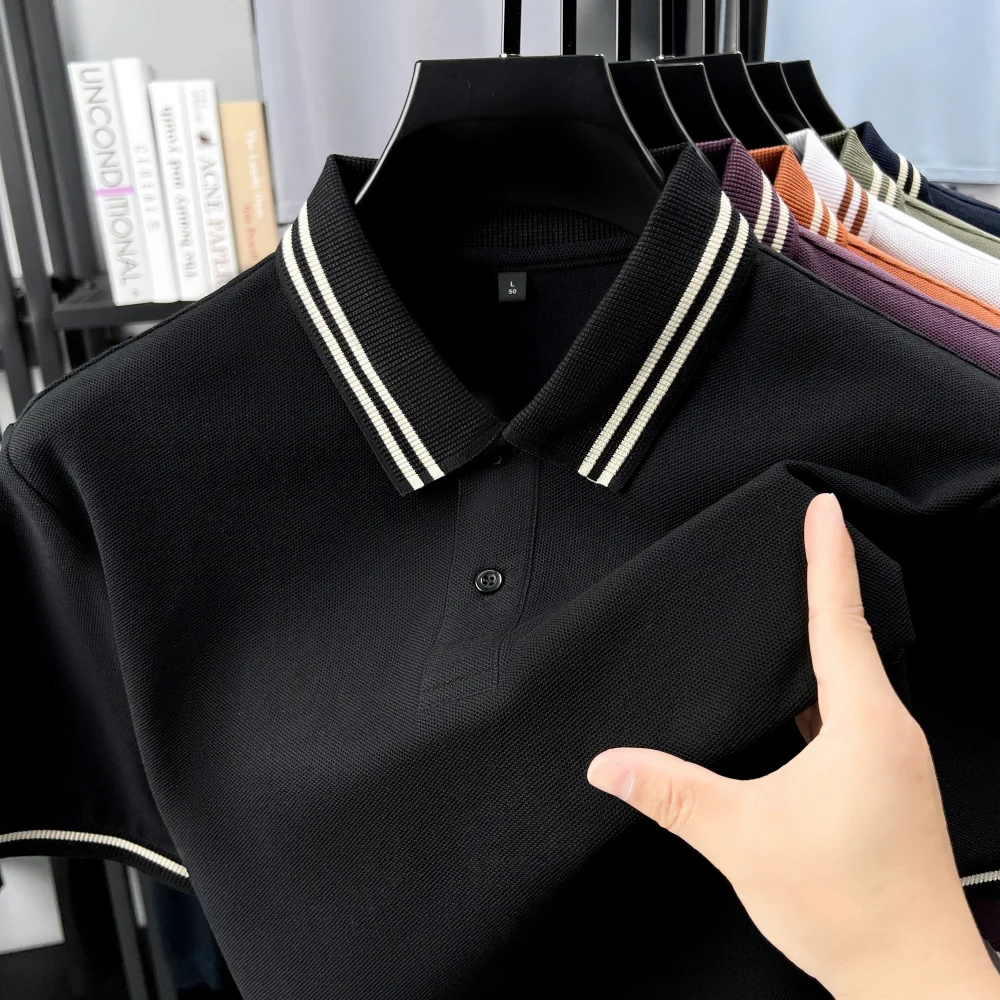 100% pure cotton men's new short sleeve summer custom fashion polo shirt high-quality luxury boutique Tshirt business casual top 4