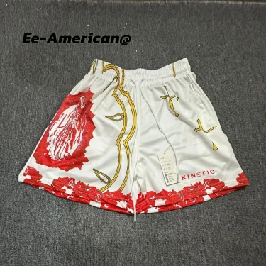 Basketball American Beach Pants Sports Print National Trend Training Trend Running Loose Four-Cubic Shorts Quick Dry Breathable 2
