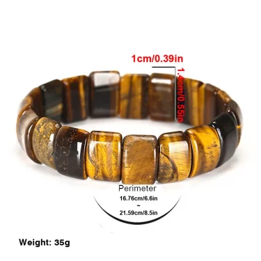 Natural Stone Square Beads Strand Bracelets Amethyst Rose Quartz Tiger Eye Gemstone Bracelet Women Men Fashion Jewelry Gifts 6
