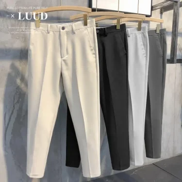 New Men's Casual Pants Little Feet Version Non-iron slim Solid Cone Classic Male England Nine-point Trousers Streetwear Fashion 1