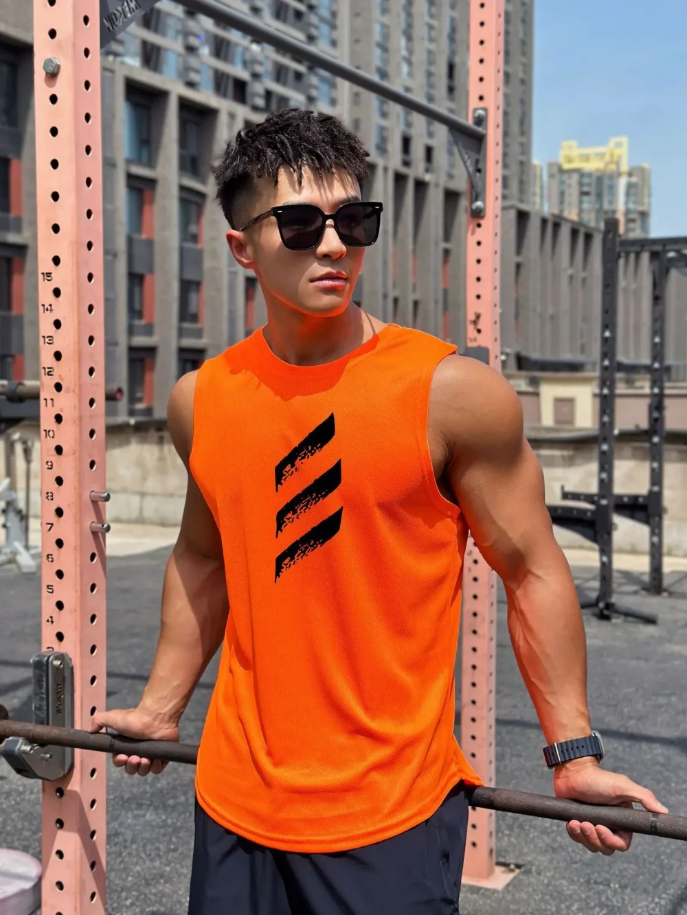 Fashion Simple Men's Tank Tops Casual O-neck Sleeveless Shirts Summer Quick Dry Breathable Gym Tees Outdoor Fitness Sports Vest 6
