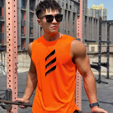 Fashion Simple Men's Tank Tops Casual O-neck Sleeveless Shirts Summer Quick Dry Breathable Gym Tees Outdoor Fitness Sports Vest 6