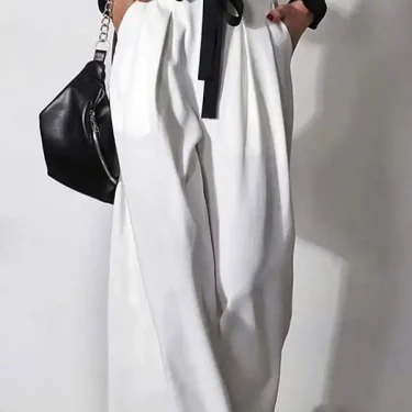 Modigirl Y2K clothes Pants for Womens Pants autumn summer 2025 High Waisted Drawstring Pleated Women White Wide Leg Trousers 1