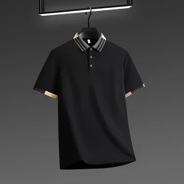 2025 New Men's Business Casual Short Sleeved Shirt Solid Color Polo Shirt Fashionable Breathable Comfortable Versatile Top 1