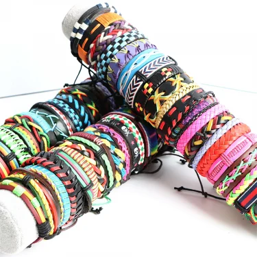 10Pcs/lot Vintage Leather Adjustable Bracelets Bangle For Women Men Mix Style Adjustable Fashion Jewelry Party Gifts 2