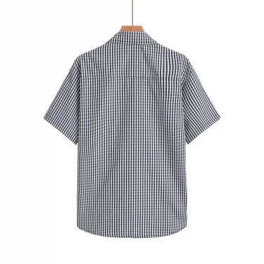 Blue Plaid Shirt Men Shirts New Summer Fashion Chemise Homme Mens Checkered Shirts Button Up Short Sleeve Shirt Men Blouse 4