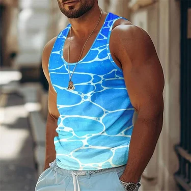 Sea Beach Casual Funny Tank Top For Men 3D Print Effect Quickly Dry Basketball Vest 2025 Summer Simple Fashion Sleeveless Top 4