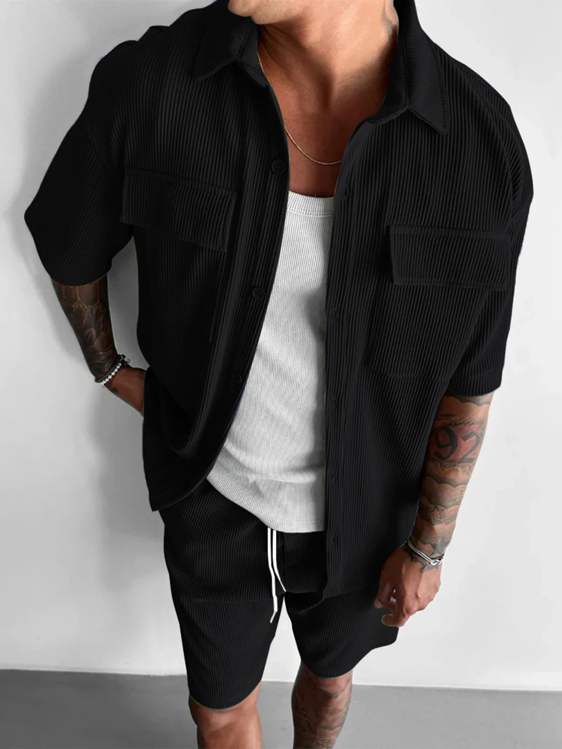 Summer New Cargo for Men Loose Multi-Pocket Short Sleeve Shirts Outdoor Casual Sport Colthing Streetwear Tshirts Top Basic Male 6