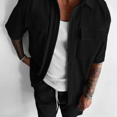 Summer New Cargo for Men Loose Multi-Pocket Short Sleeve Shirts Outdoor Casual Sport Colthing Streetwear Tshirts Top Basic Male 6