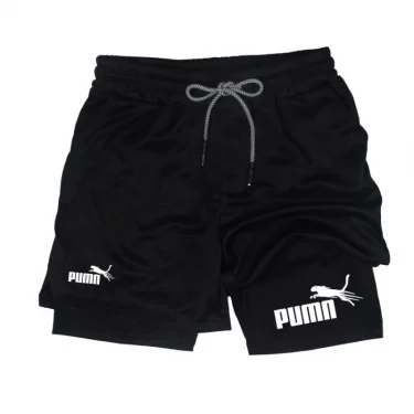 Summer Breathable Two-in-one Double-layer Shorts Men's Elastic Compression Shorts Quick-drying Multi-functional Shorts M-3XL 3