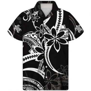 Newest Oversized Harajuku Fashion Polynesian Tribal Print Hawaiian Shirt Men's Casual Short Sleeve Summer Breathable Top Shirts 4
