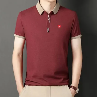 2025 men's casual and fashionable short sleeved polo shirt for summer, comfortable and breathable business casual top 6