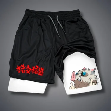 Men'S Fitness Performance Running Training Sports Shorts Fashion Print 2-In-1 Double-Layer Summer Mesh Quick-Drying Beach Shorts 5
