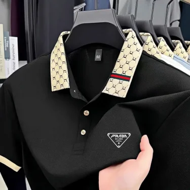 2025 New Men's Short Sleeve Polo Shirt, High-End Trendy Business Casual Blend (Silk/Ice/Linen/Cotton), Breathable & Soft 4