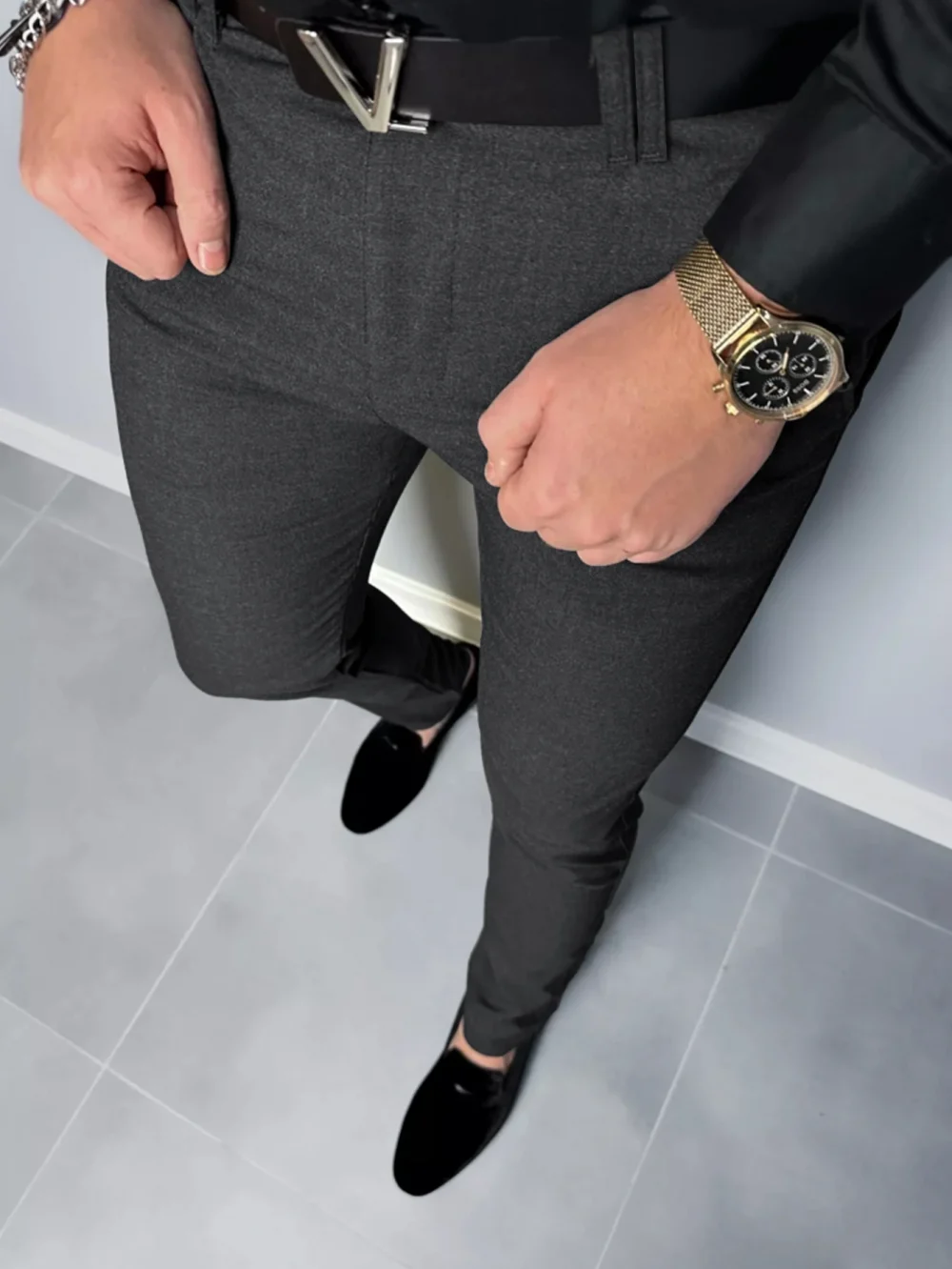 Men's Casual Pants Seasonal Comfort Daily Morning Travel Wear Solid Color Regular Slim Straight Leg Pants 2