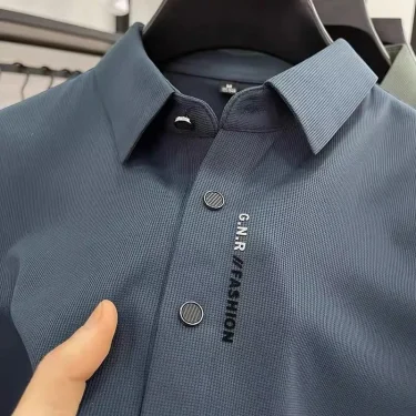 High end brand ice silk short sleeve polo shirt men's summer new fashionable printed casual T-shirt comfortable cool golf top 3